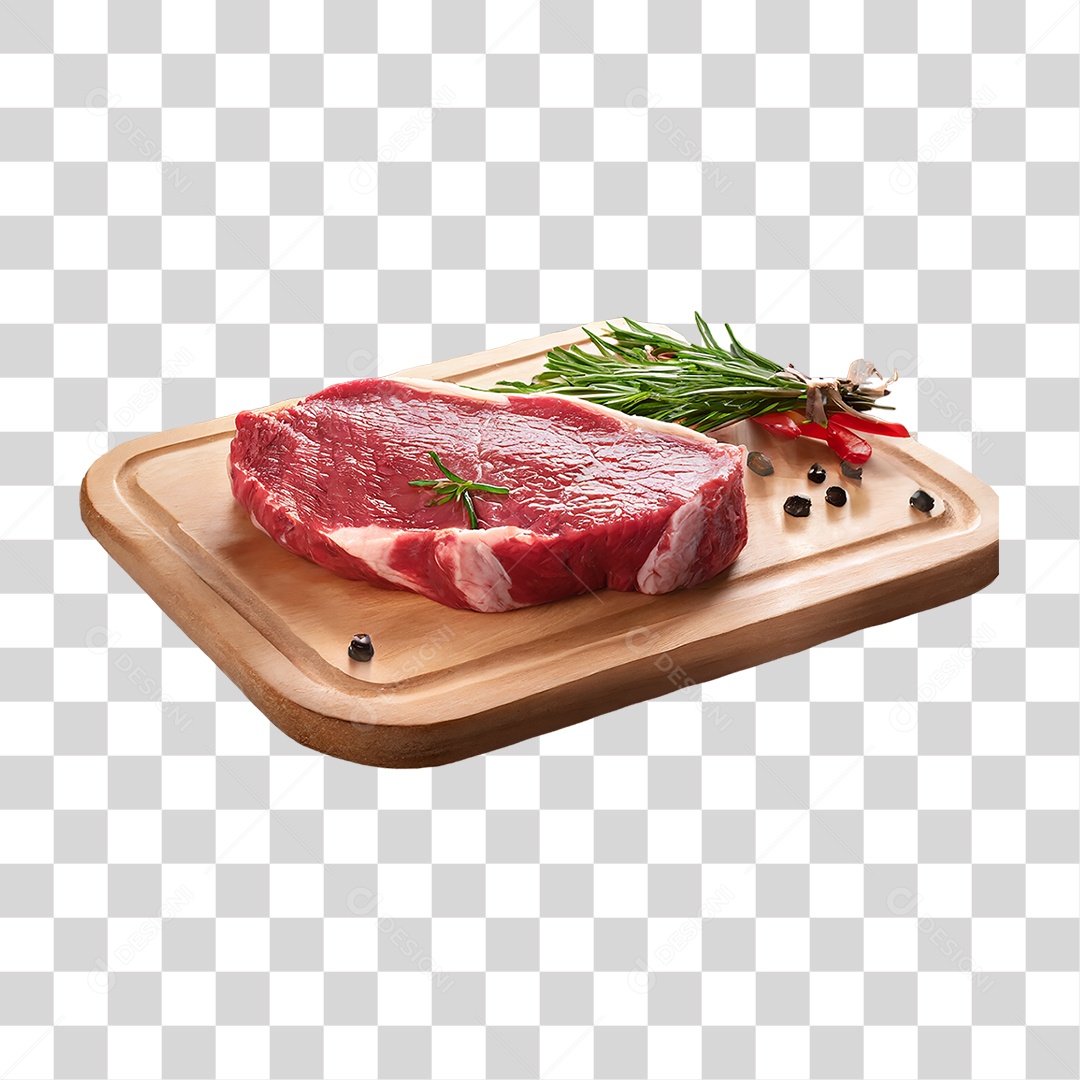 Corte de Carne em Tábua de Madeira PNG Transparente