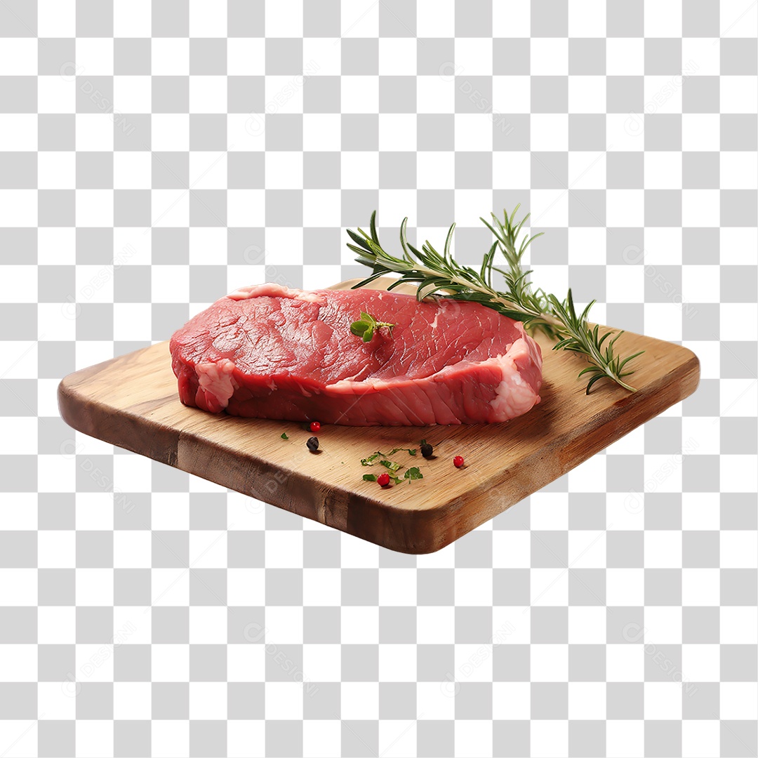 Corte de Carne em Tábua de Madeira PNG Transparente