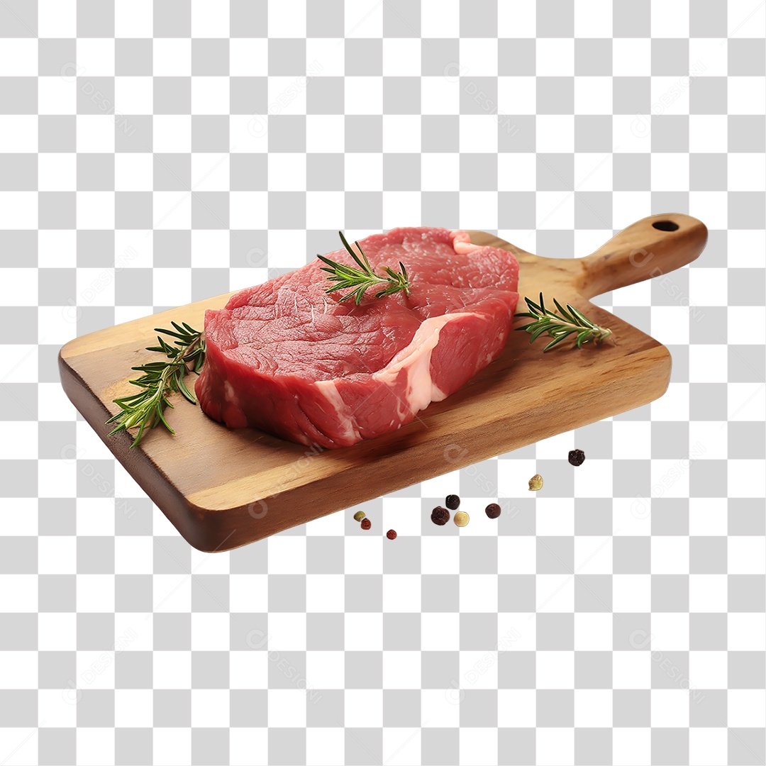 Corte de Carne em Tábua de Madeira PNG Transparente