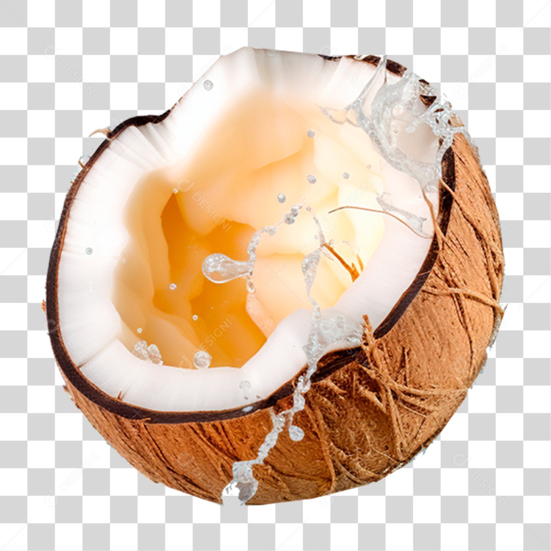 Fruta Coco Aberto PNG Transparente