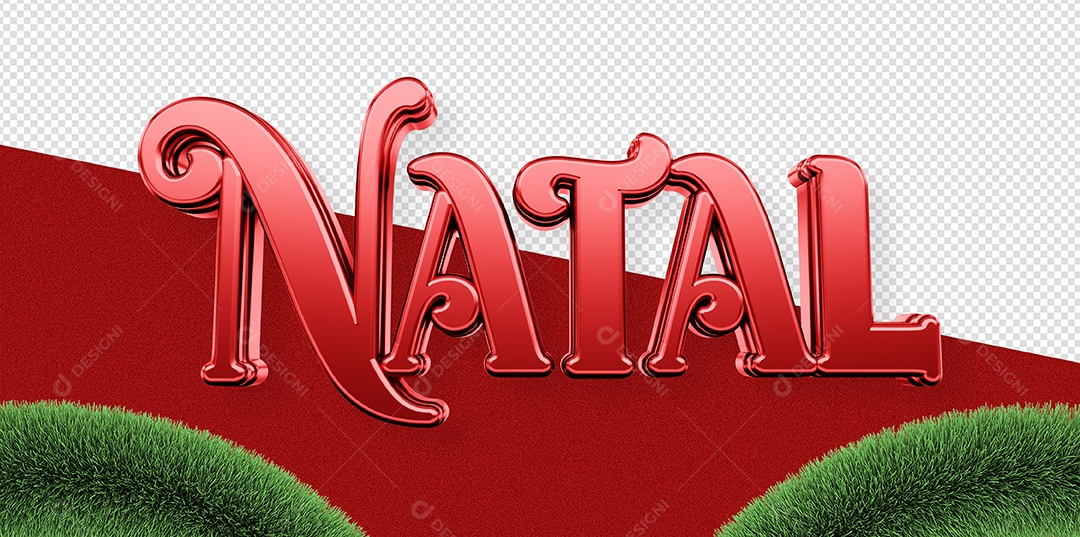 Natal Texto 3D Vermelho para Composição PSD