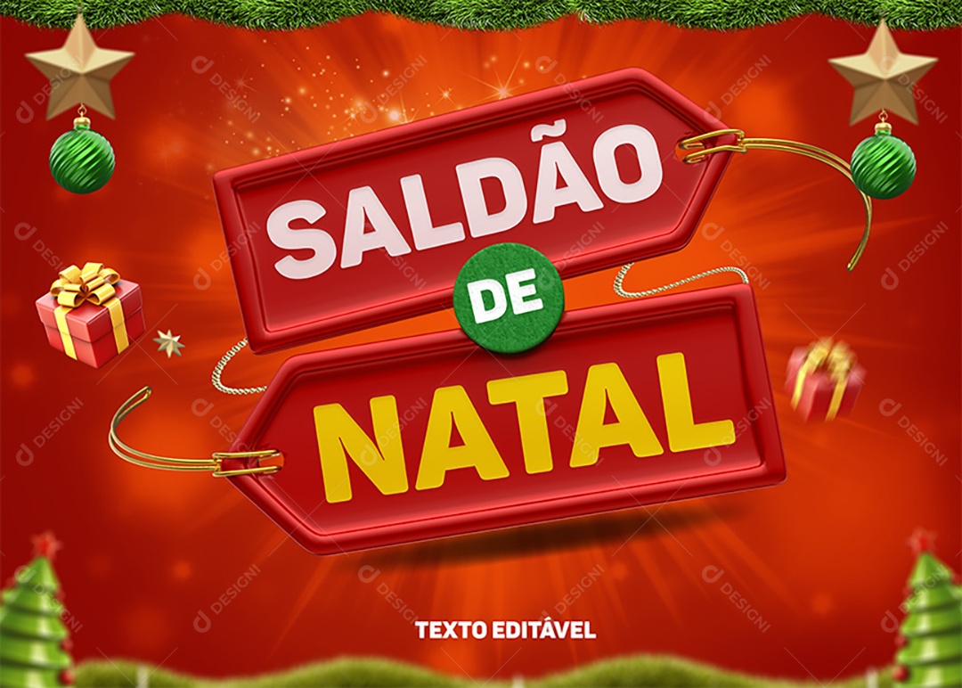 Etiqueta Vermelha Saldão De Natal PSD Editável