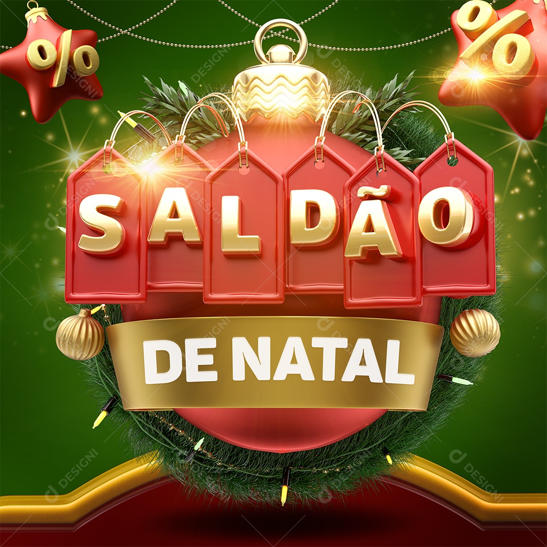 Selo 3D Saldão De Natal Para Composição PSD