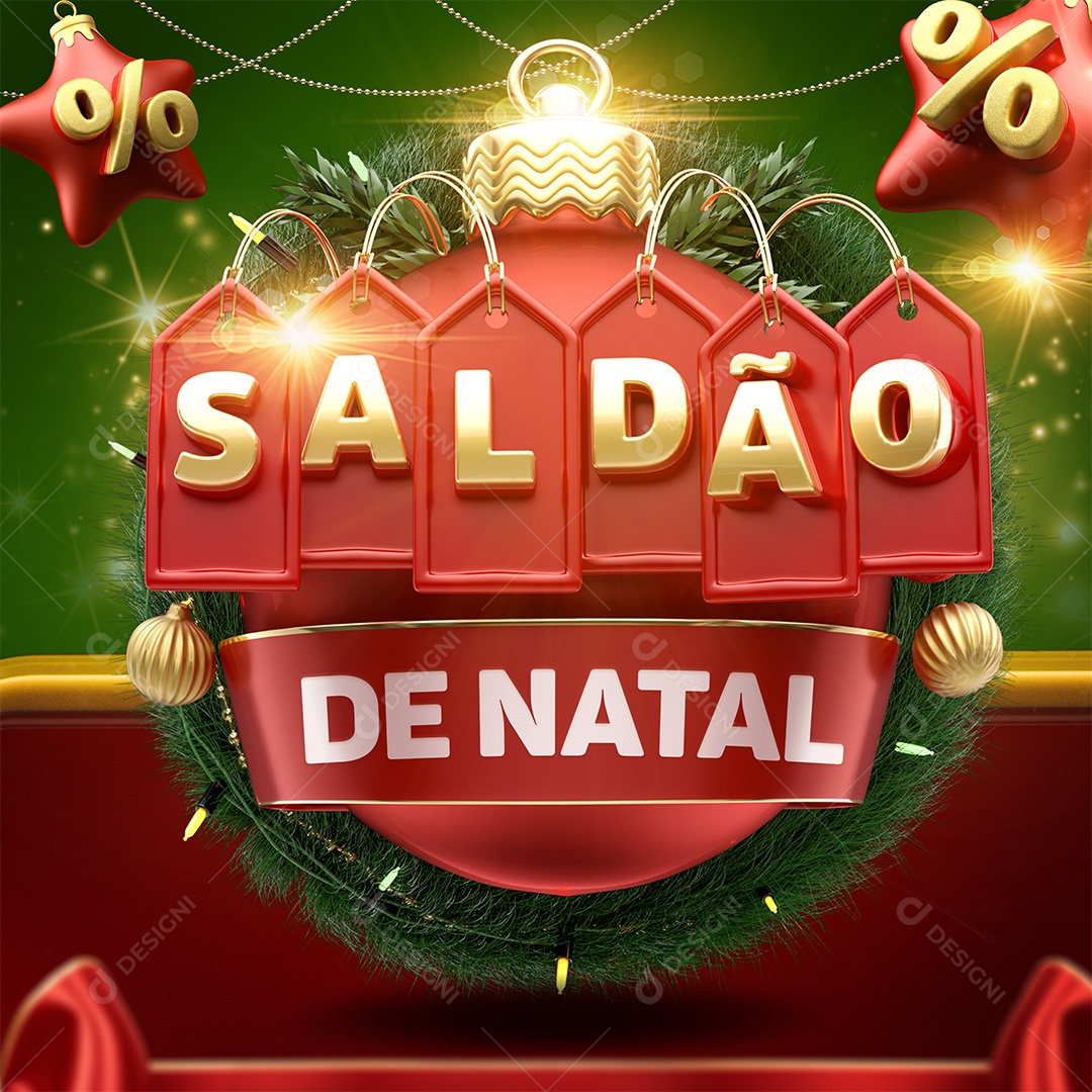 Selo 3D Saldão De Natal Para Composição PSD