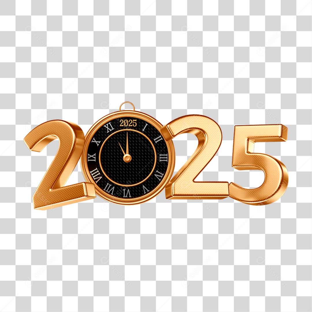 Elemento 3D 2025 Relógio PNG Transparente