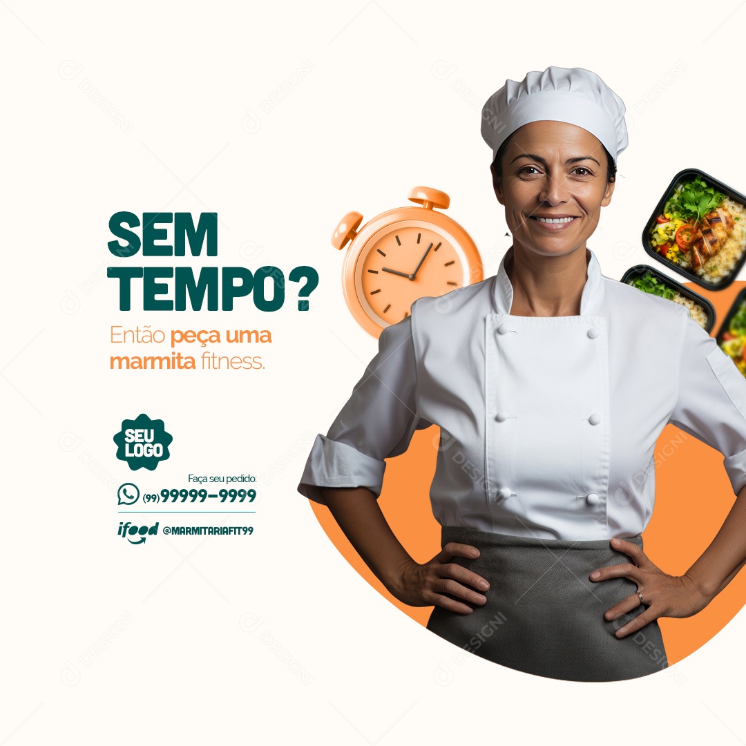 Marmitaria Fit Restaurante Sem Tempo Então Peça uma Marmita Fitness Social Media PSD Editável