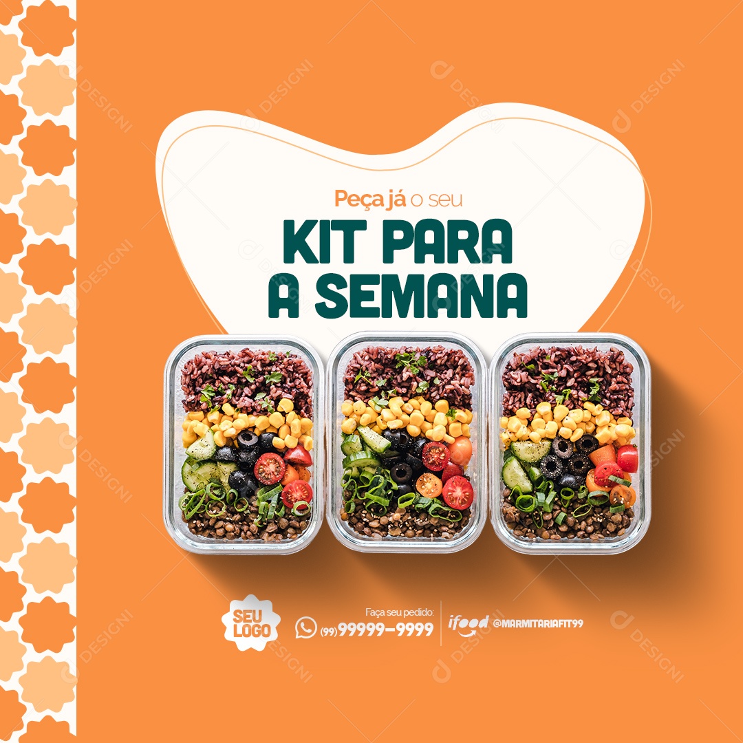 Marmitaria Fit Restaurante Peça já seu Kit para a Semana Social Media PSD Editável