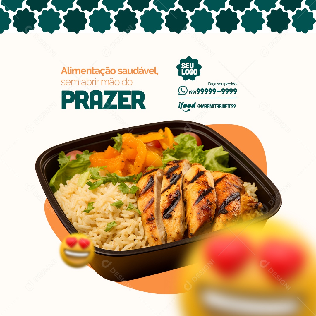 Marmitaria Fit Restaurante Alimentação Saudável sem Abrir Mão do Prazer Social Media PSD Editável
