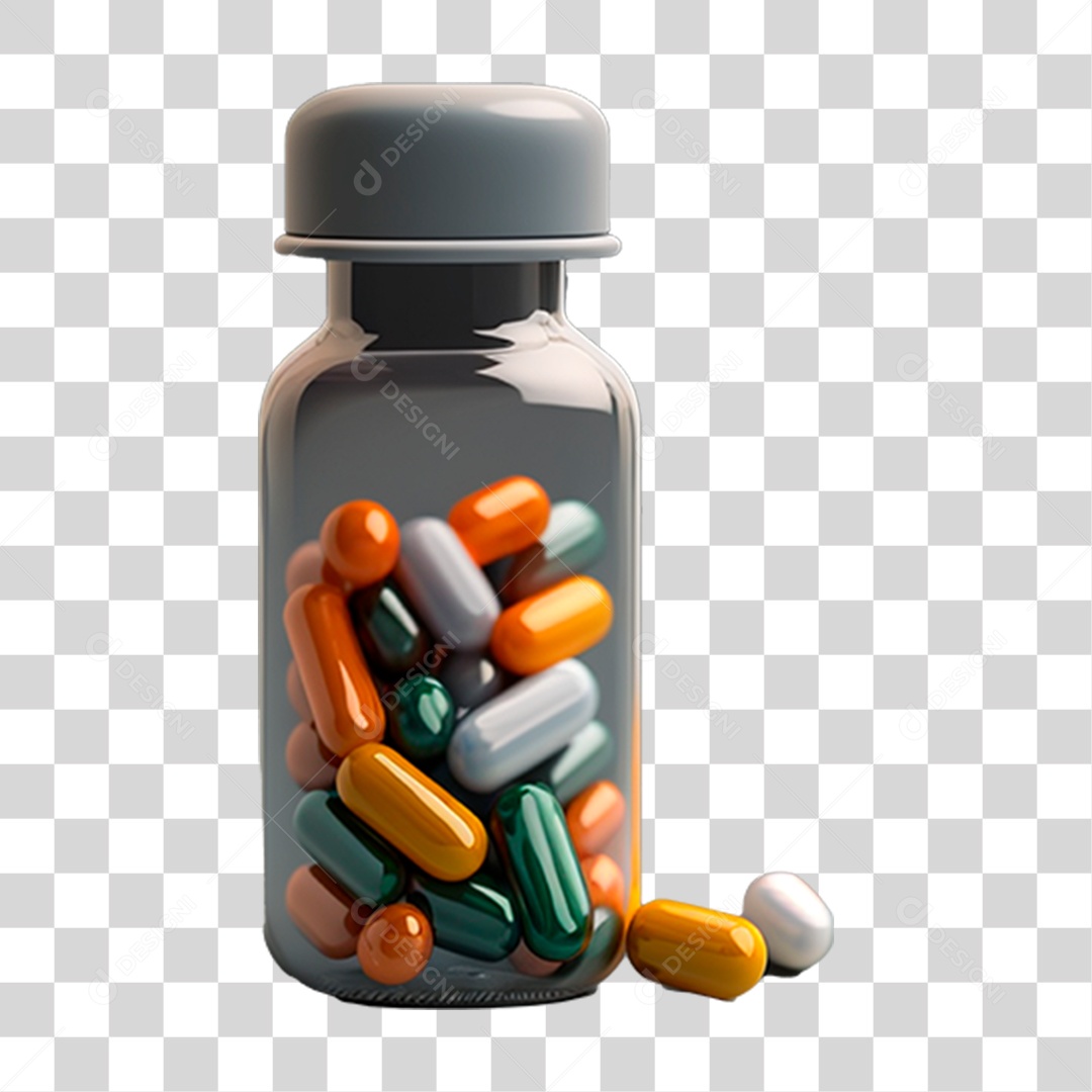 Pote com Capsulas de Comprimidos PNG Transparente