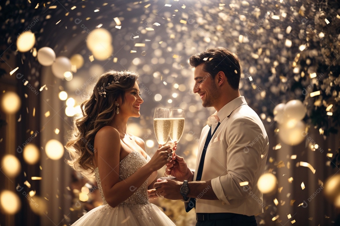 Casal comemorando réveillon