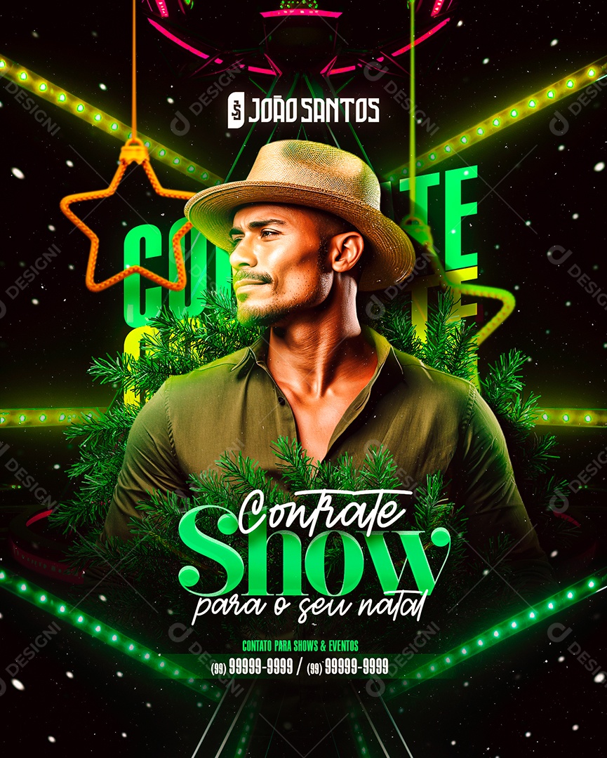 Flyer Natal Contrate Show para o seu Natal João Santos Social Media PSD Editável