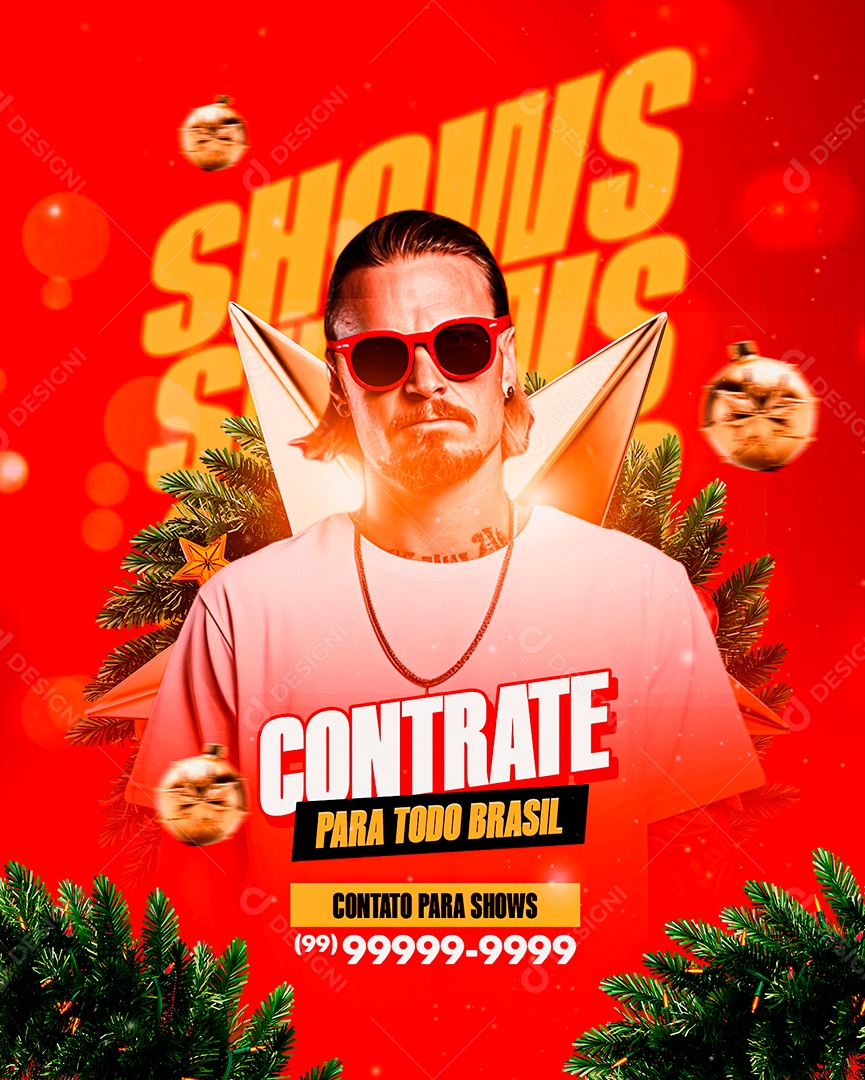 Flyer Natal Contrate Shows para Todo Brasil Social Media PSD Editável