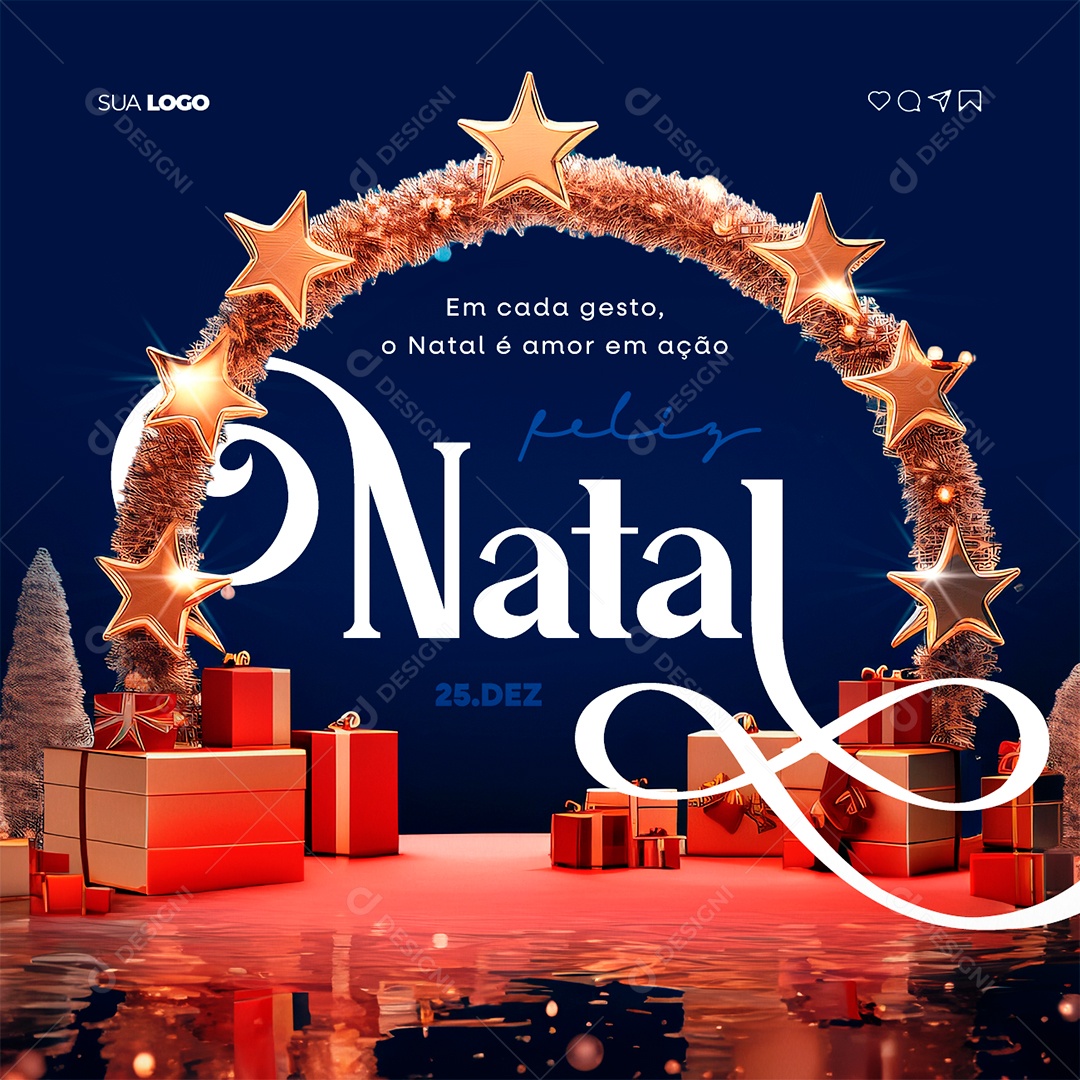 Social Media Em Cada Gesto o Natal é Amor em Ação Feliz Natal 25 de Dezembro PSD Editável