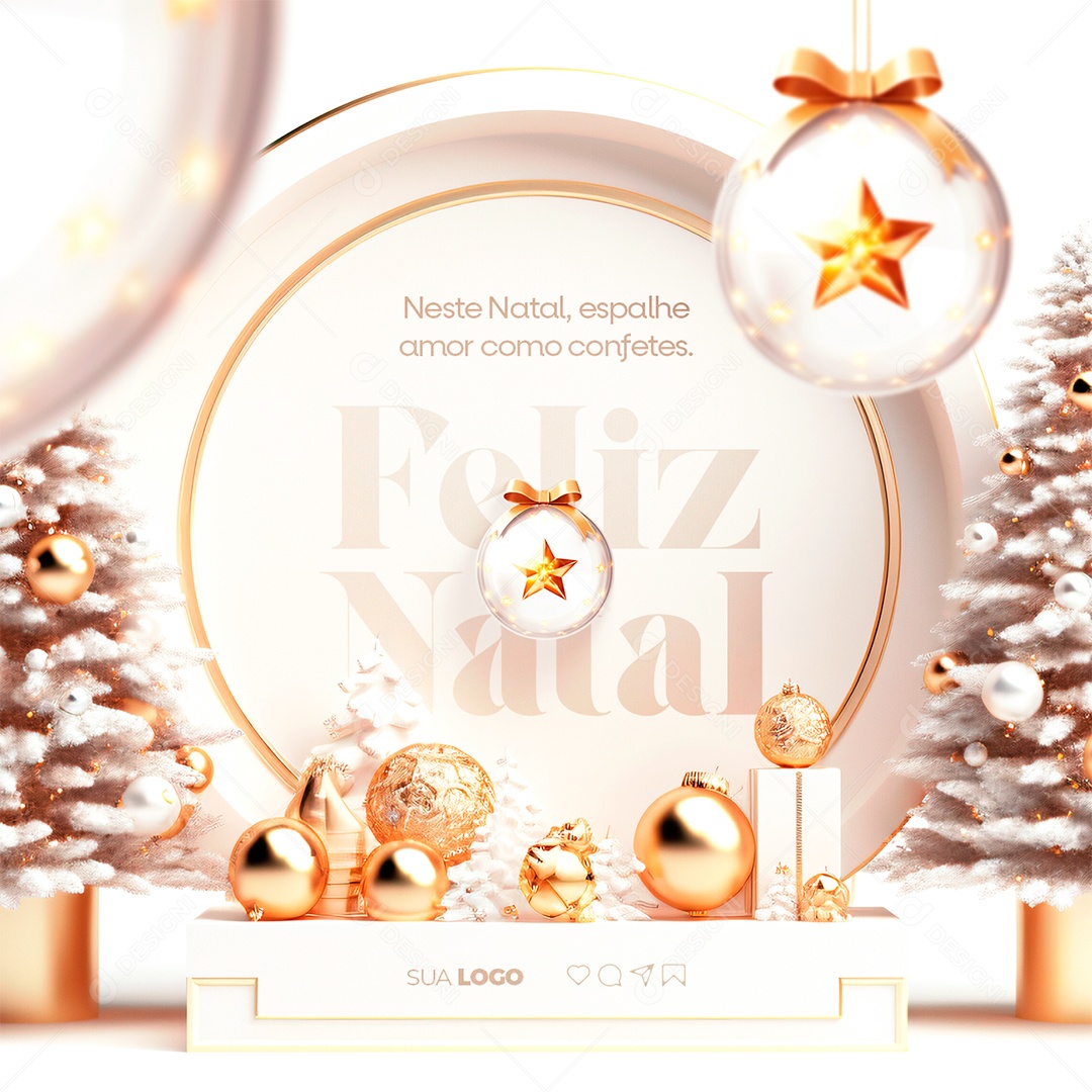 Social Media Neste Natal Espalhe Amor como Confetes Feliz Natal PSD Editável