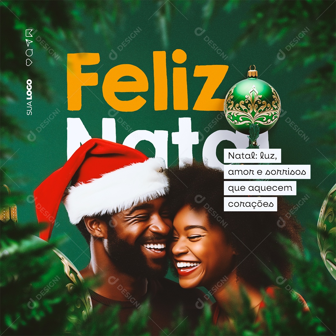 Social Media Feliz Natal Luz Amor e Sorrisos que Aquecem Corações PSD Editável