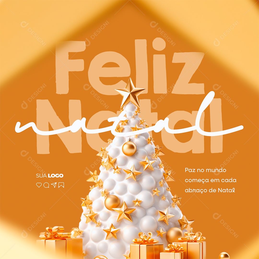 Feliz Natal Paz no Mundo Começa em Cada Abraço de Natal Social Media PSD Editável