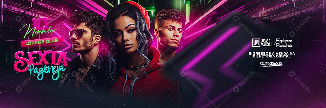 Carrossel Flyer Lounge Club Sexta Pagoneja Social Media PSD Editável