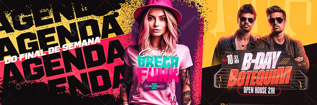 Carrossel Flyer Agenda do Final de Semana B Day Botequim Quinta do Brega Funk Social Media PSD Editável