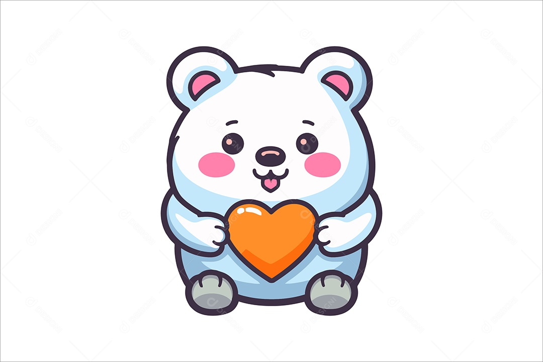 Urso com Coração Ilustração Vetor EPS + AI