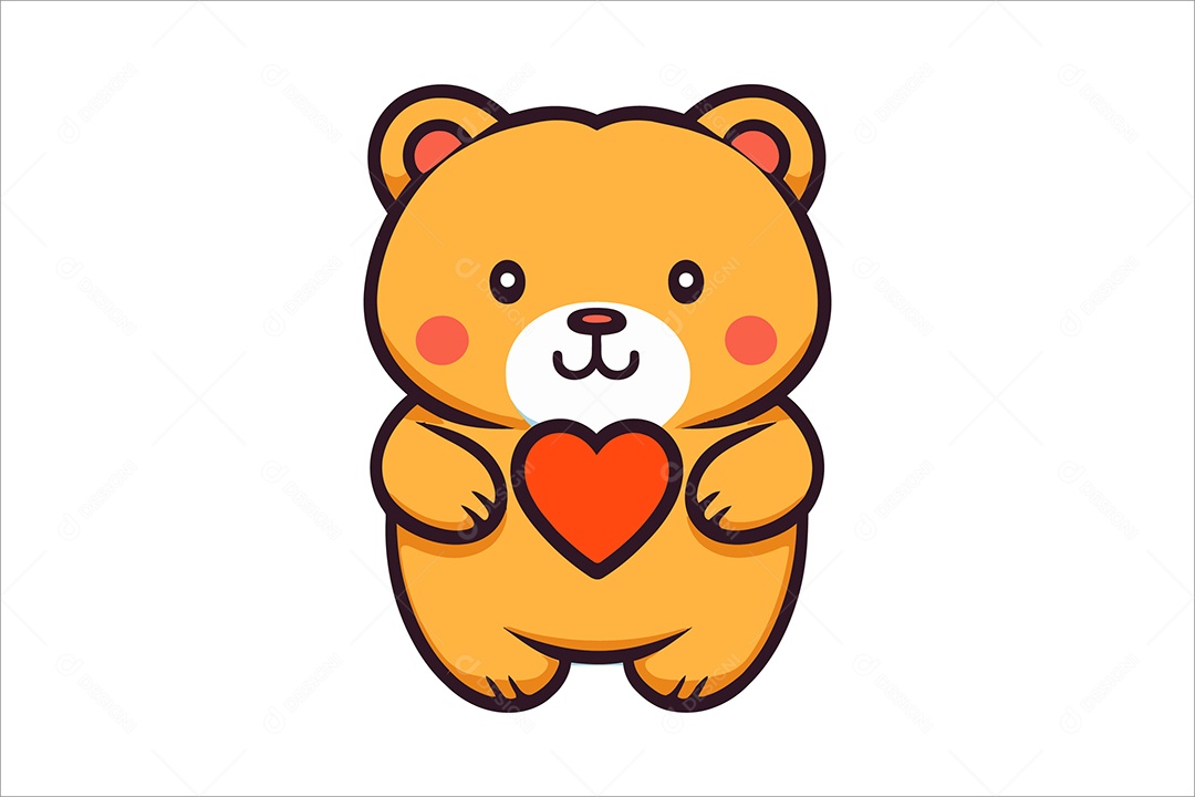 Urso com Coração Ilustração Vetor EPS + AI