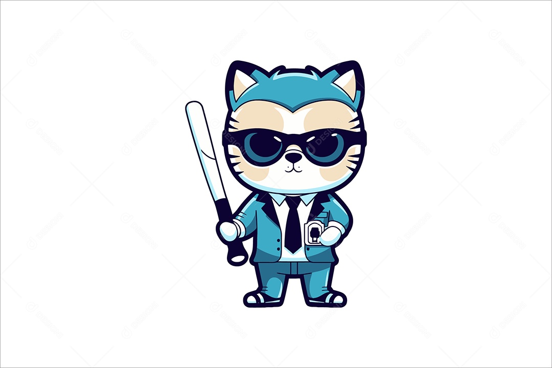 Gato Mascote Ilustração Vetor EPS + AI
