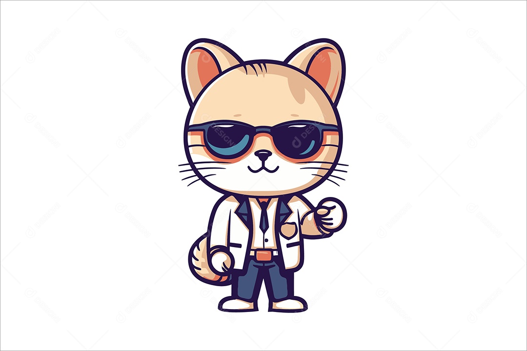 Gato Mascote Ilustração Vetor EPS + AI