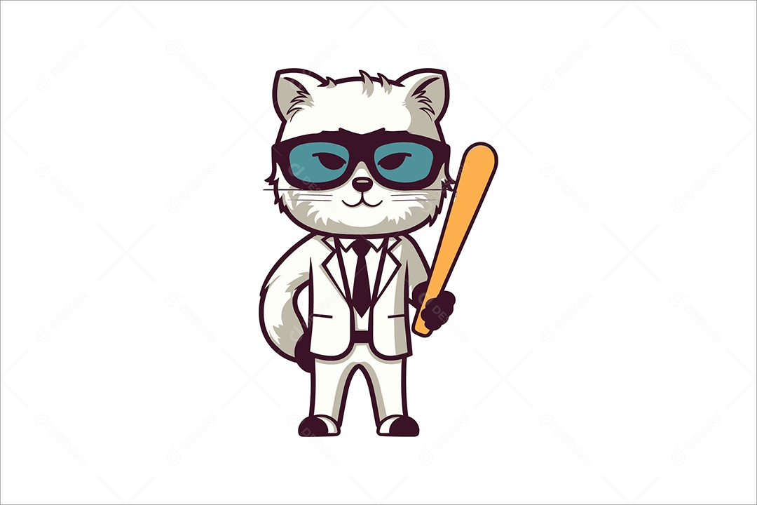 Gato Mascote Ilustração Vetor EPS + AI