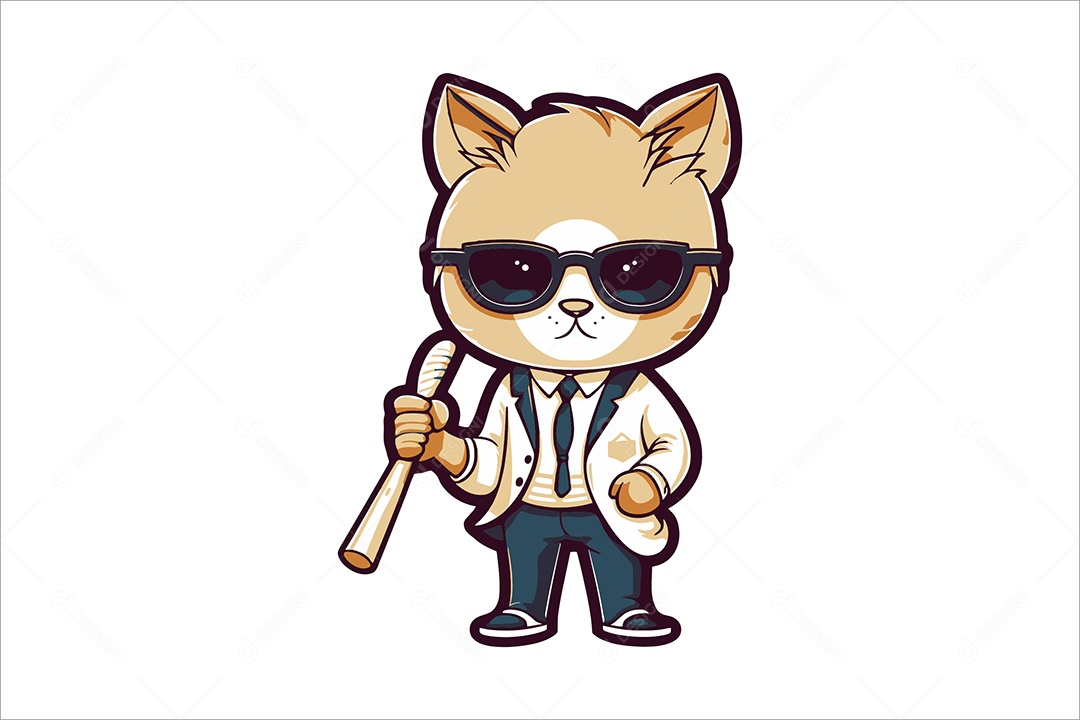 Gato Mascote Ilustração Vetor EPS + AI