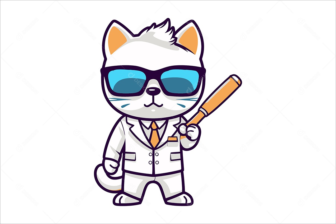Gato Mascote Ilustração Vetor EPS + AI