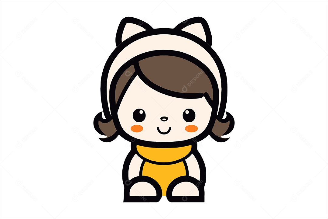 Garotinha Fofa Ilustração Vetor EPS + AI
