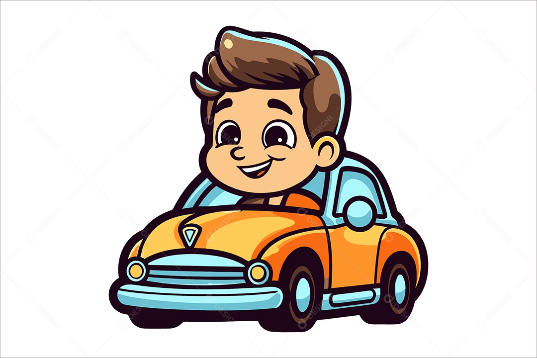 Garoto de Carro Ilustração Vetor EPS + AI