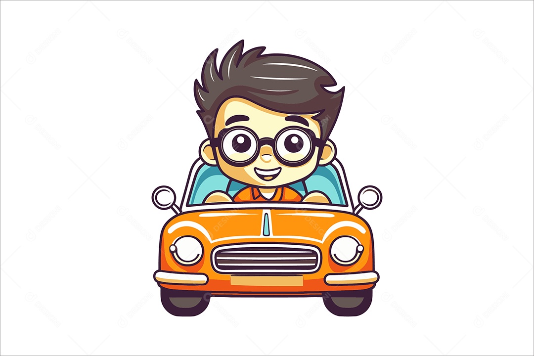 Garoto de Carro Ilustração Vetor EPS + AI