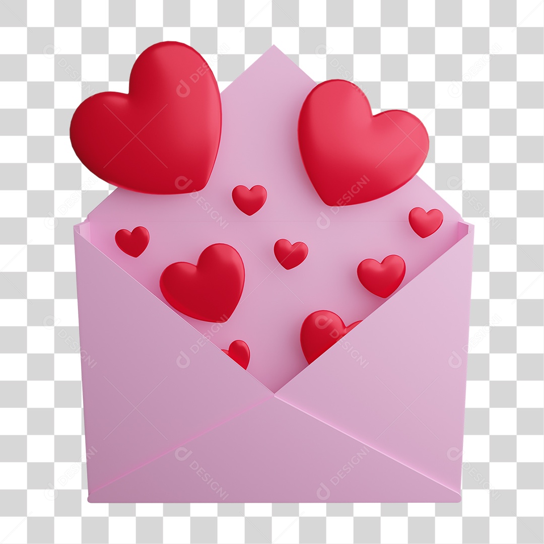 Carta de Amor Coração PNG Transparente