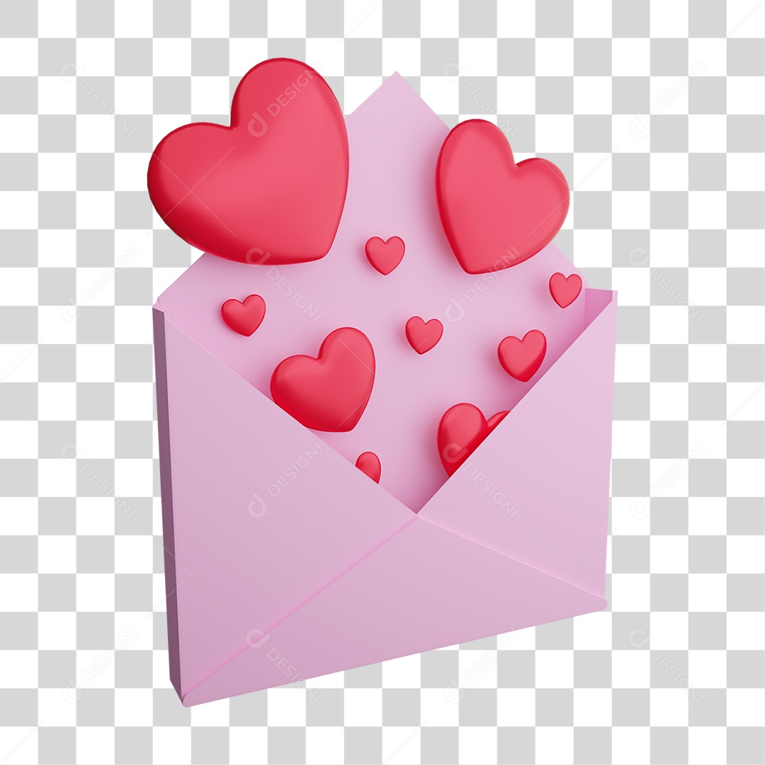 Carta de Amor Coração PNG Transparente