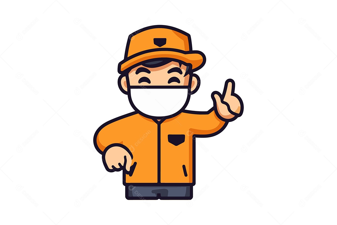 Entregador Usando Máscara Personagem Ilustração EPS + AI