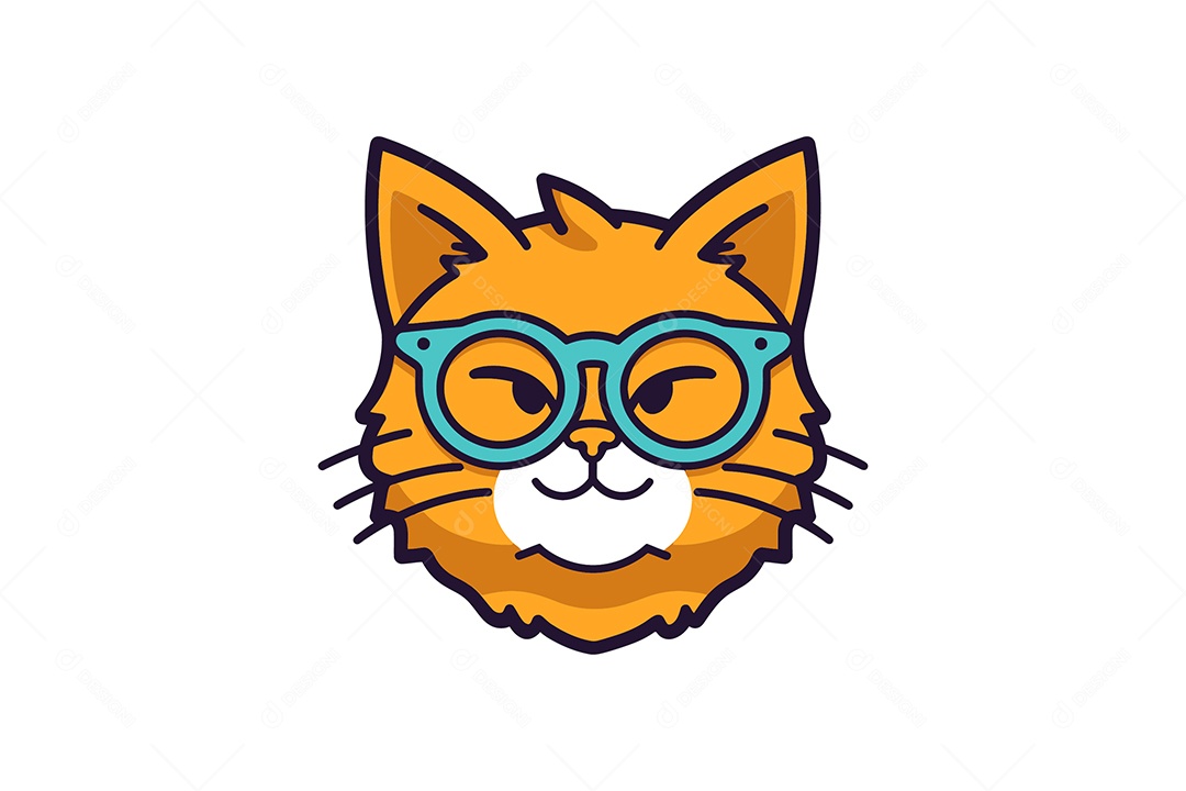 Gato de Óculos Ilustração Vetor EPS + AI