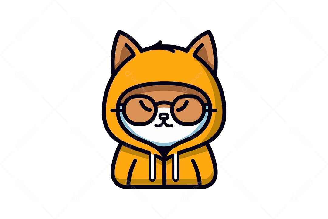 Gato de Óculos e Jaqueta Ilustração Vetor EPS + AI