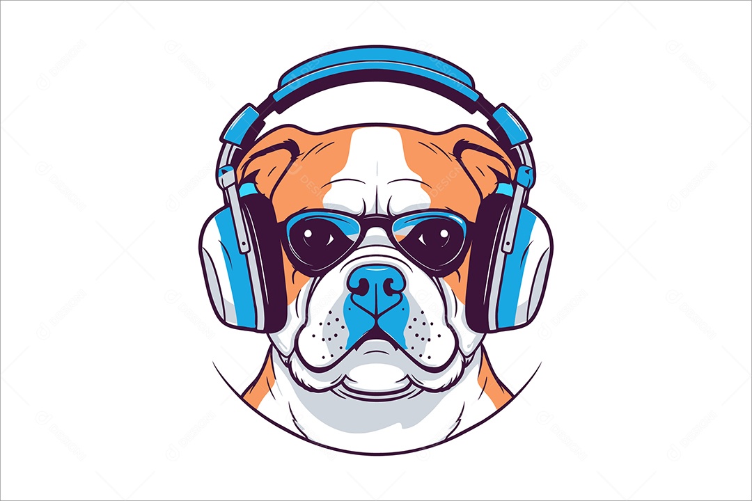 Cachorro de Fones de Ouvido Ilustração Vetor EPS + AI