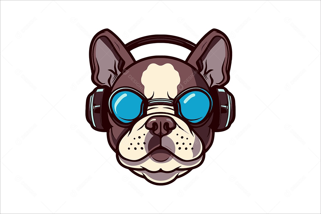 Cachorro de Fones de Ouvido Ilustração Vetor EPS + AI