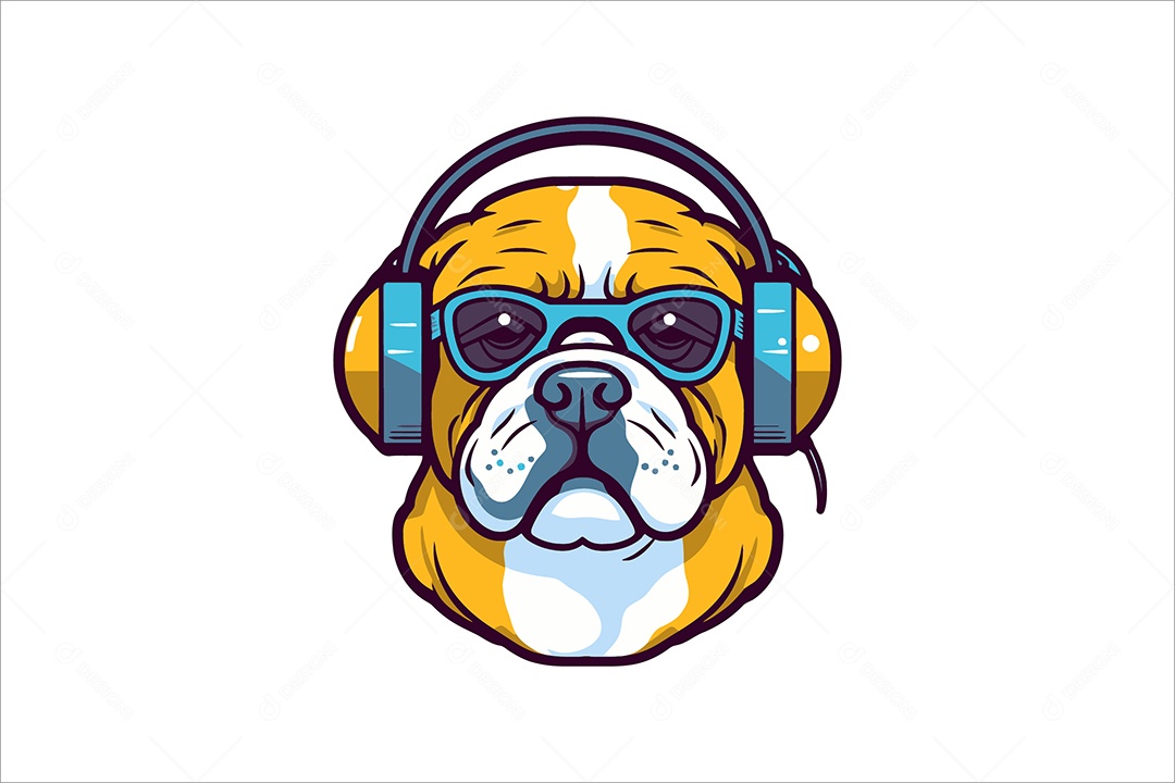 Cachorro de Fones de Ouvido Ilustração Vetor EPS + AI
