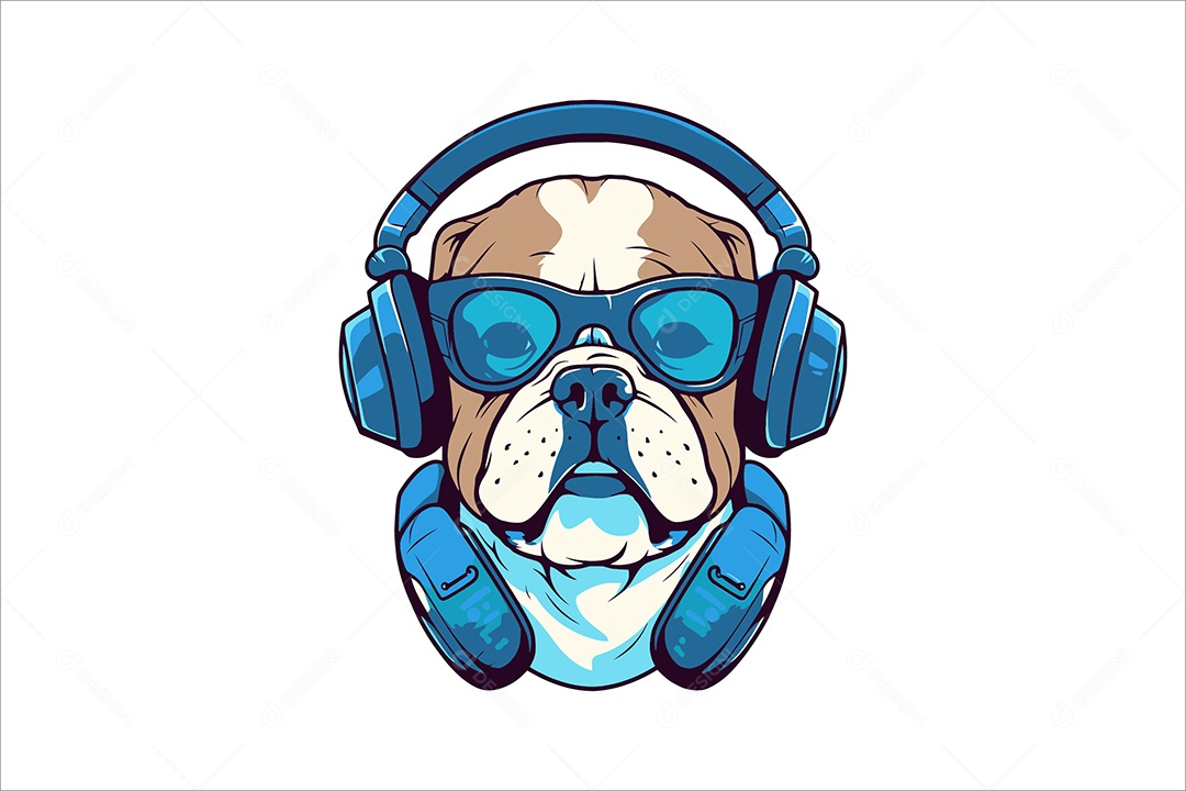 Cachorro de Fones de Ouvido Ilustração Vetor EPS + AI