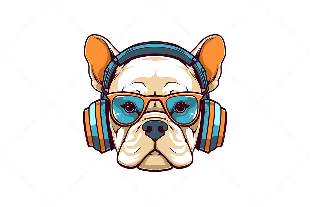 Cachorro de Fones de Ouvido Ilustração Vetor EPS + Ai