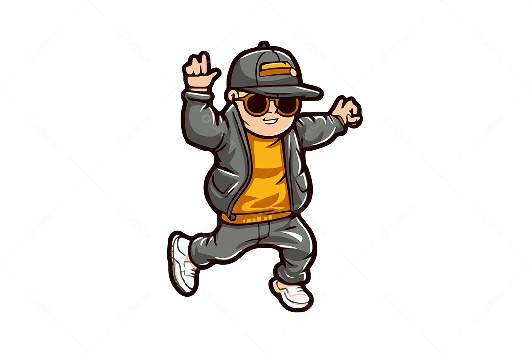 Garoto Estiloso e Descolado Ilustração Vetor EPS + Ai