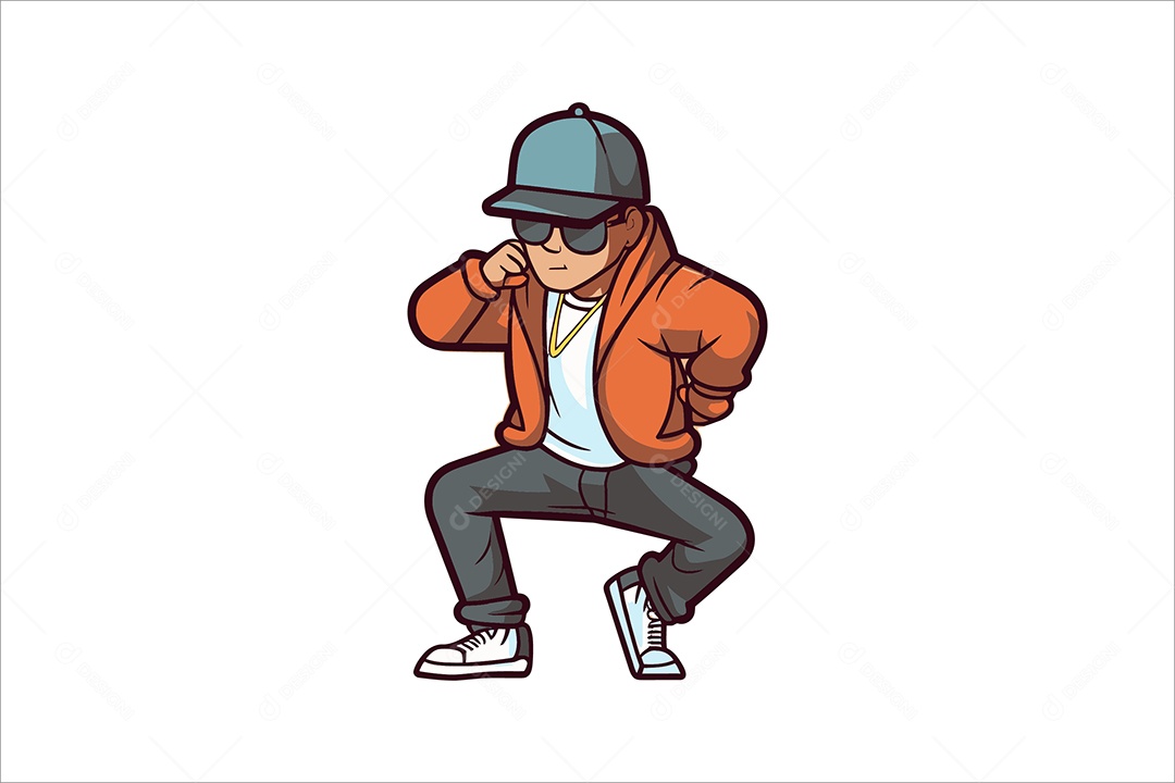 Garoto Estiloso e Descolado Ilustração Vetor EPS + Ai