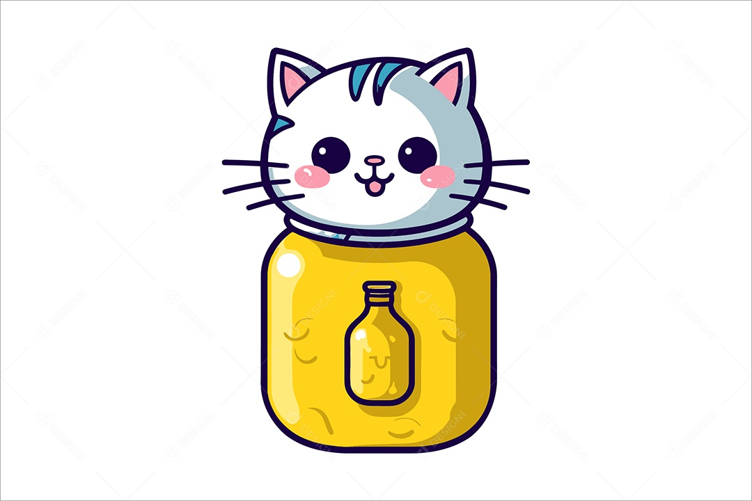 Gato Dentro de um Pote Ilustração Vetor EPS + AI