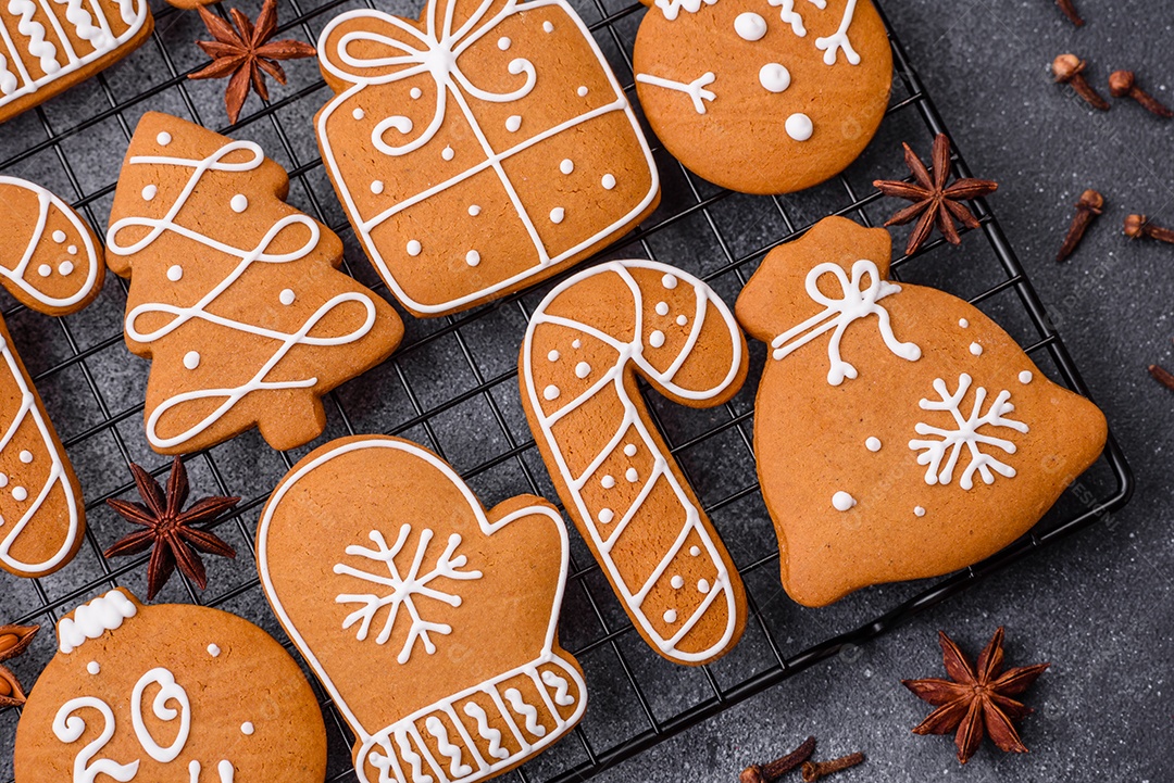 Lindos e deliciosos biscoitos de gengibre de Natal