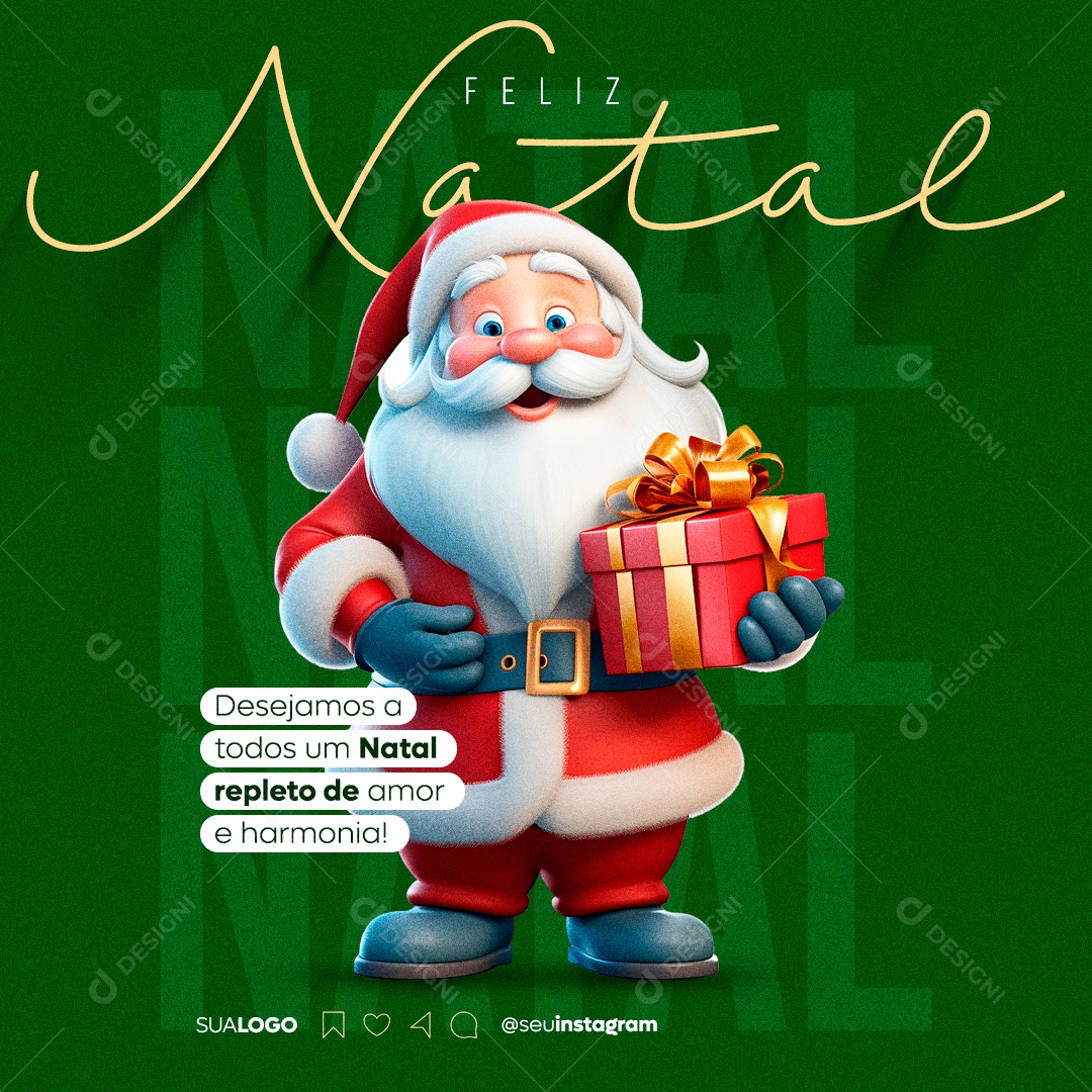 Social Media Feliz Natal Amor e Harmonia 25 De Dezembro PSD Editável