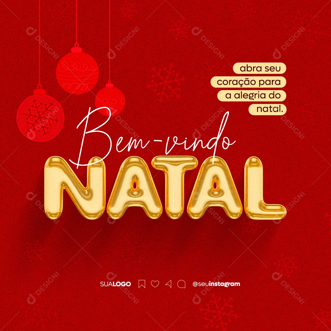 Social Media Bem Vindo Natal Abra Seu Coração PSD Editável