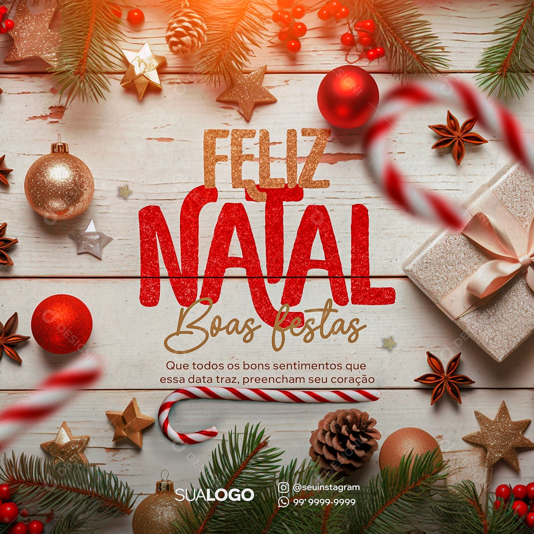 Social Media Feliz Natal Boas Festas Preencham Seu Coração PSD Editável