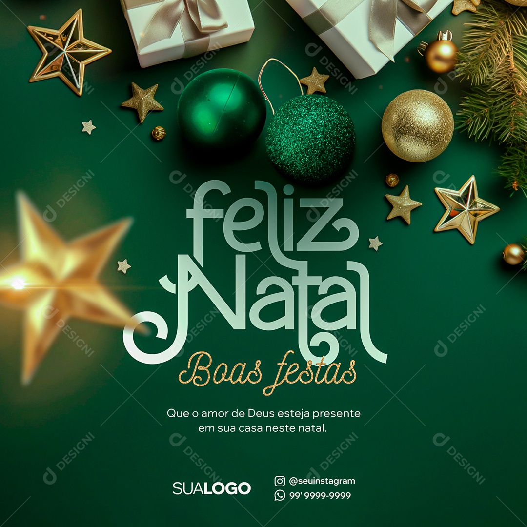 Social Media Feliz Natal Boas Festas Amor De Deus Esteja Presente PSD Editável